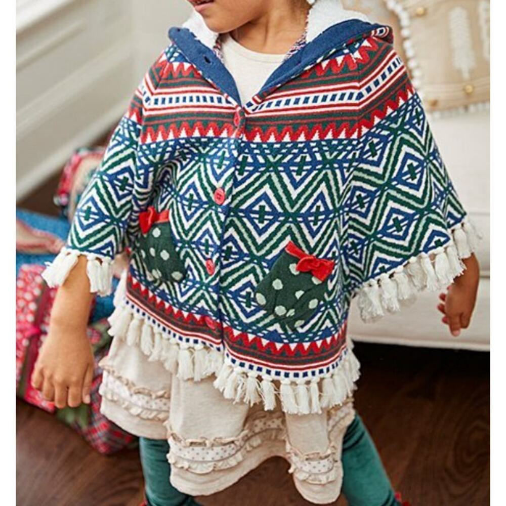 Matilda Jane Size 2 2T A Caroling We Go Hooded Sweater Poncho